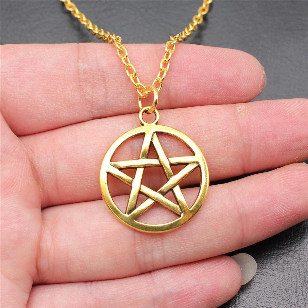 Amuletă talisman de culoare aurie, colier cu lanț lung de 45 cm sau 70 cm, bijuterii feminine, aniversare de nuntă, etnice pentru tine