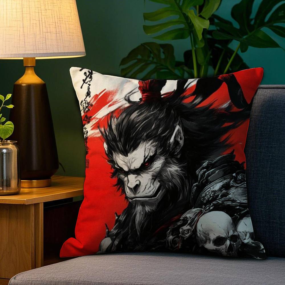 

Black Myth Wukong Pillow Case Plush Fabric Soft Double Sided Print Sofa Cushion Cover Throw Pillow Covers 30x30cm