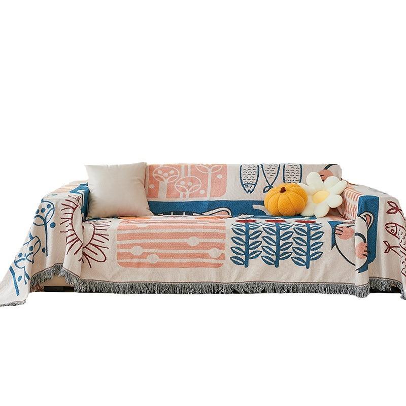 Nordic Ins Style Sofa Towel Winter Universal Cover Cloth Full Cover Sofa Cushion Cover Cover Blanket Single Three-Person Four Seasons Universal