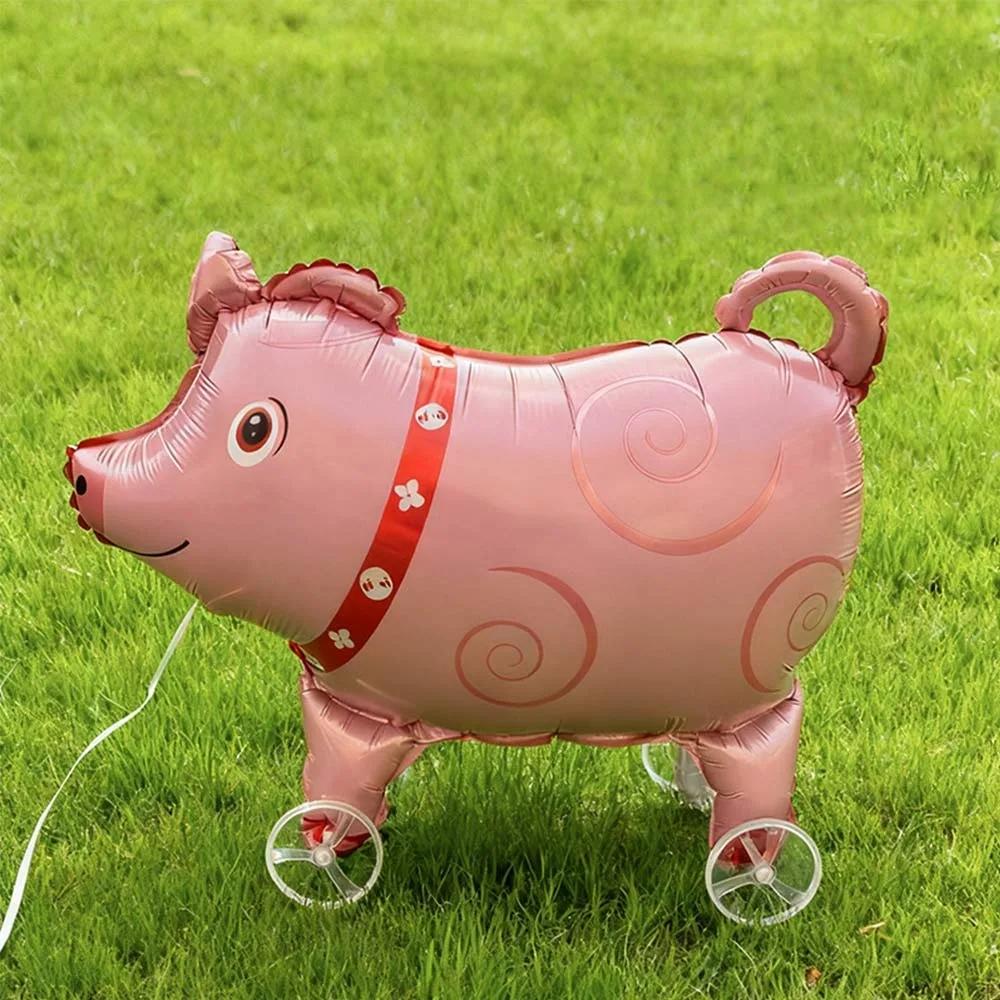 Movable Design 4D Dinosaur Balloons With Wheels Animal Balloon Standing Foil Balloons Drawing Foil Foil Balloons With Wheel