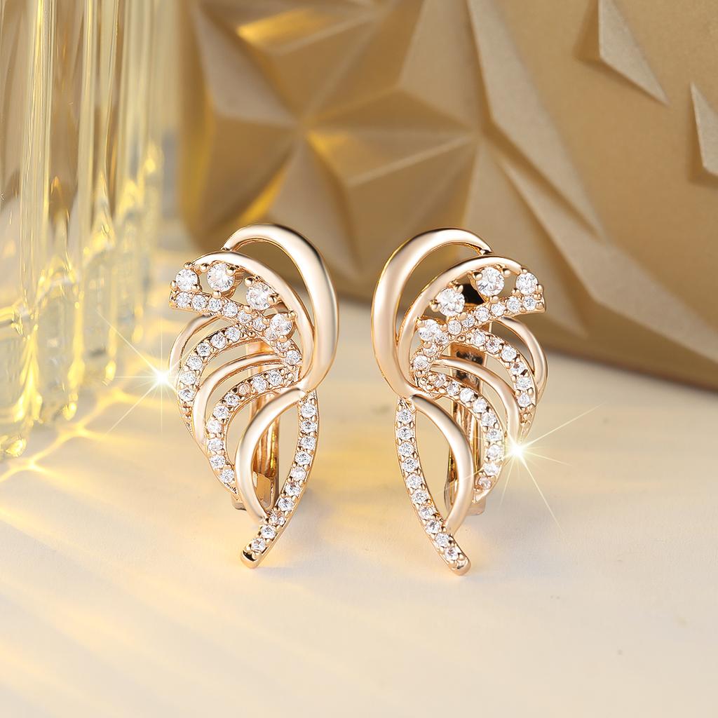 Luxury Small White Crystal Zircon Stone Hoop Earrings For Women Vintage Female Fashion Gold Color Wedding Jewelry