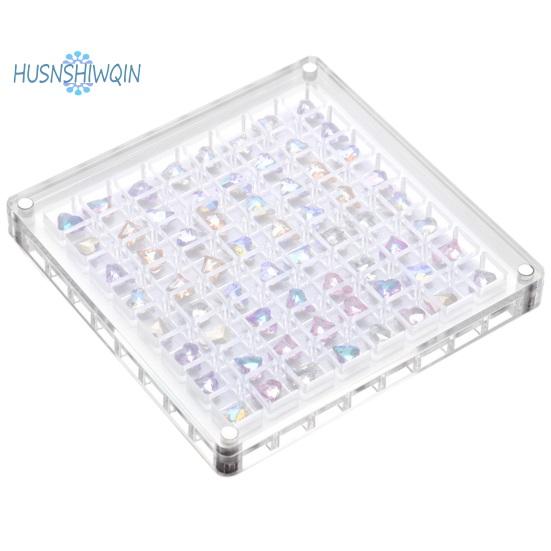 Acrylic Nail Rhinestone Box Grid Easy Access Clear Storage Tool Organizer Eco-friendly Rhinestone Box