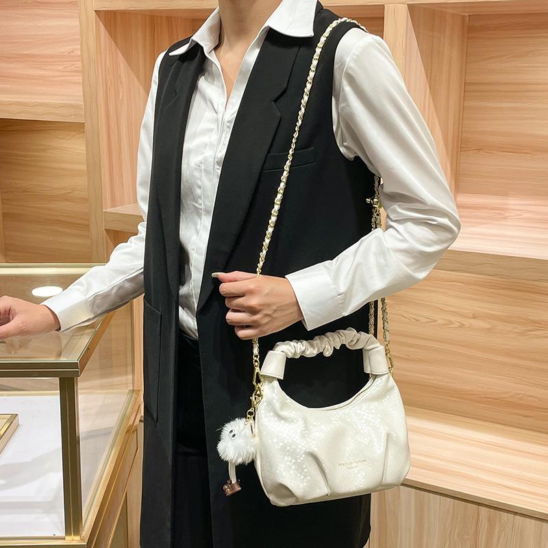 Luxury-luxurious, Niche-sized Handbag - Ruffled Cloud-shaped Bag, Single-shoulder Crossbody Bag with Chain Strap