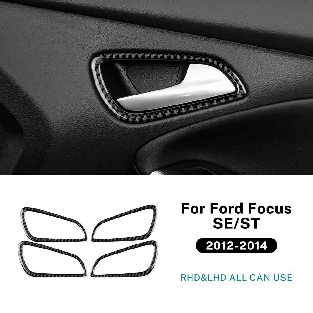 For Ford Focus SE ST Ecoboost 2012 2013 2014 Real Soft Carbon Fiber Sticker LHD RHD Car Door Handle Frame Panel Trim Accessories