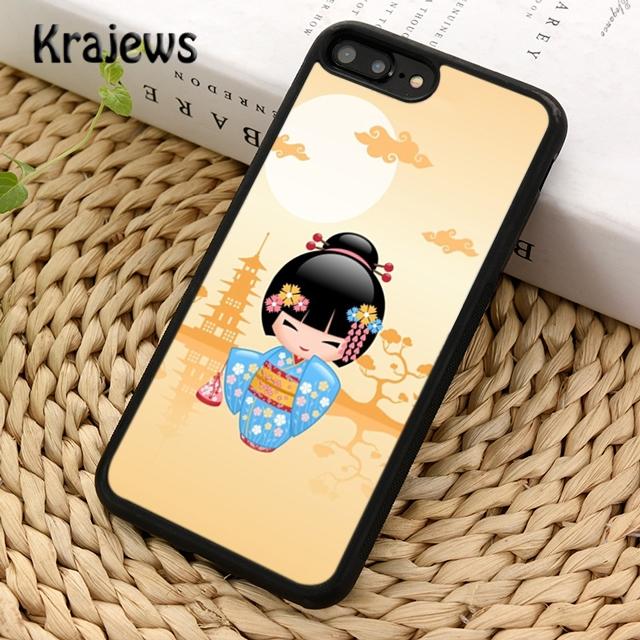 Krajews Cute Japanese Kokeshi Doll Phone Case Cover For iPhone 17 Air 16 15 14 plus 11 12 13 pro max coque Shell Fundas