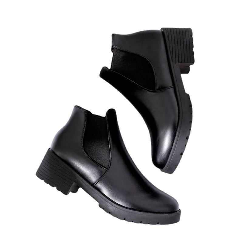 Herbst und Winter neue runde Zehen Martin Stiefel Damen Plateau Chelsea Kurzstiefel Damenstiefel