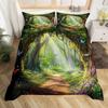 Forest Duvet Cover Magical Woodland Jungle Comforter Cover Dreamy Misty Scene Bedding Set For Girls Boys Full Queen King Size