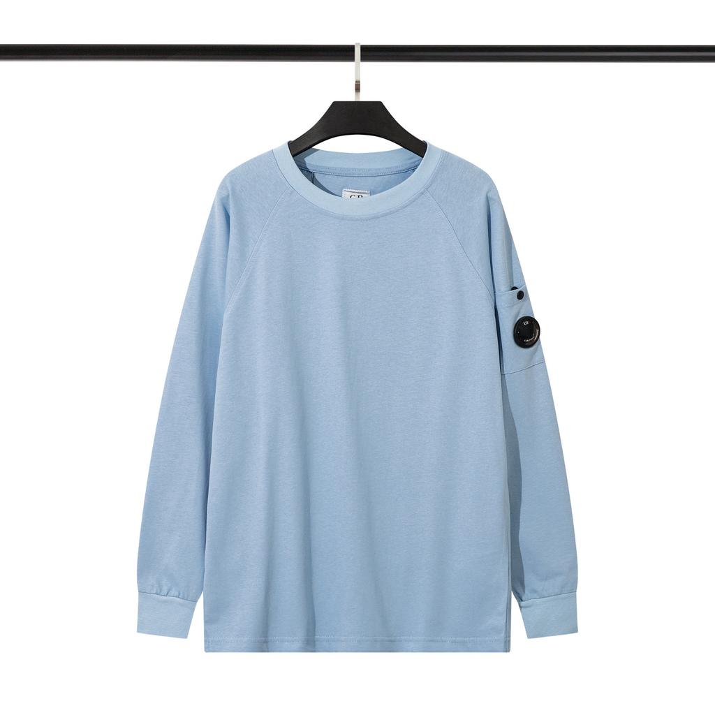 CP Lenses Men's Loose Solid Color Round Neck Pullover Terry Sweater Jacket Casual Trend Youth Trendy Brand Men