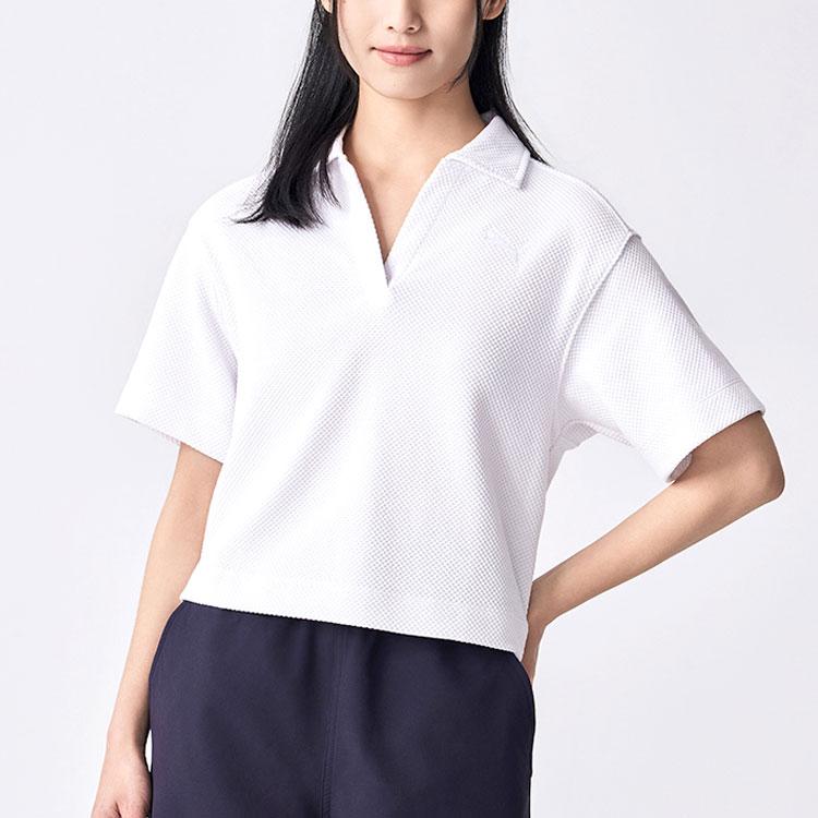 Puma Solid Color Brand Logo Comfortable Casual Short Sleeve Polo Shirt Women tops White 676651-02