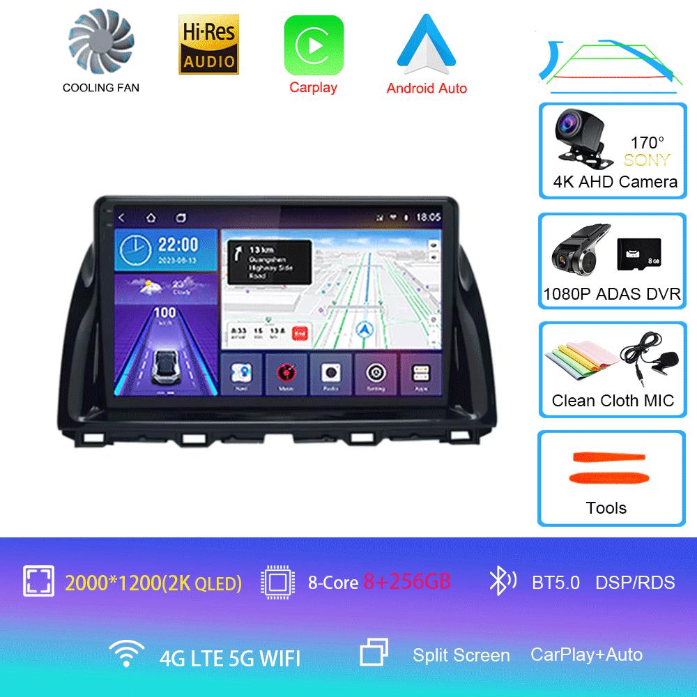 Car Radio Android 14 Carplay Auto For Mazda CX5 2011 - 2016 CX-5 CX 5 Navigation GPS video Player Stereo video DVD WIFI+4G
