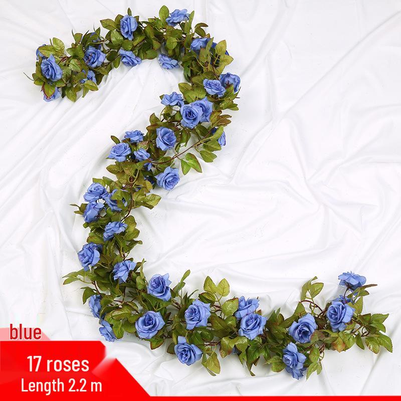 Artificial Rose Vine Ceiling Decor with Rattan for Living Room and AC Pipe Cover