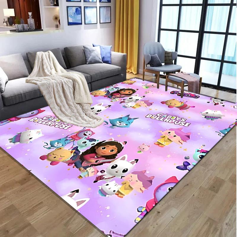 Gabby's Dollhouse Pattern Rug, Indoor/Outdoor Mat, for Picnic, Gameroom, Bedroom, Office, Living Room, Home Decor Carpet, Birthday Gift