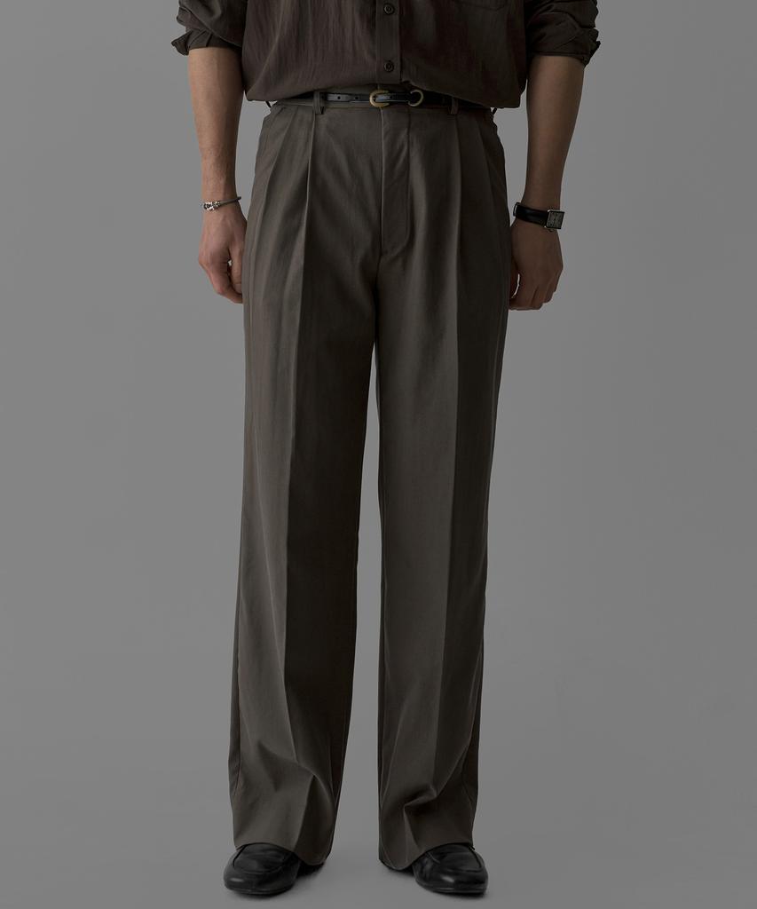 Baulopeulodeogteu Tencel Double-Pleat Slacks [Brown]
