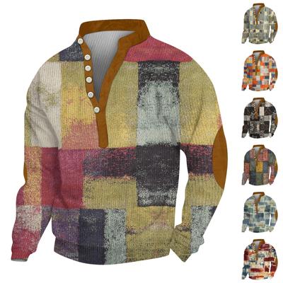 Cárdigan de pana para hombre, sudadera de manga larga con 6 botones