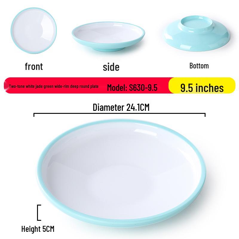 Nordic Round Melamine Shallow Plate for Buffets and Stir-Fry Dishes