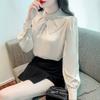 Fashionable Long-sleeved French Stand-up Collar Beaded Women's Shirt Bottoming Shirt Elegant Women's Blouse