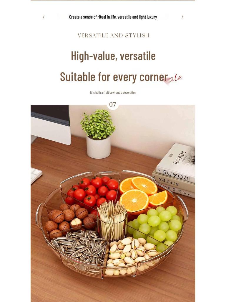High Transparency Thickened Fruit and Nut Display Plate for Living Room
