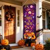 Outdoor Hanging Banners Halloween Flag Banner Backdrop, Spooky Pumpkin Witch Ghost Polyester Fabric Background Decoration for Indoor Party Wall Decor