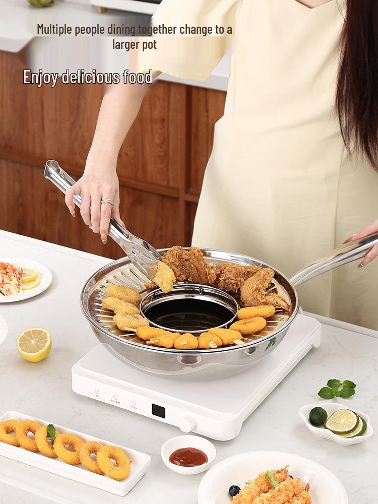 304 Stainless Steel Oil Control Tray with Side Rack for Fried Food and Skewers