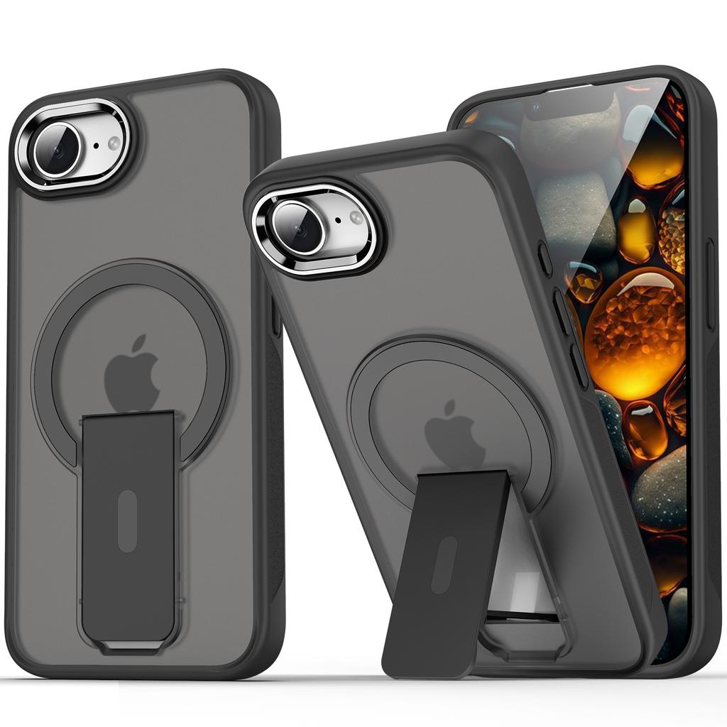 Matte For Magsafe Magnetic Stand Invisible Support Case For iPhone 17 Air 16 E 15 14 13 12 11Pro Max Plus Translucent Hard Cover