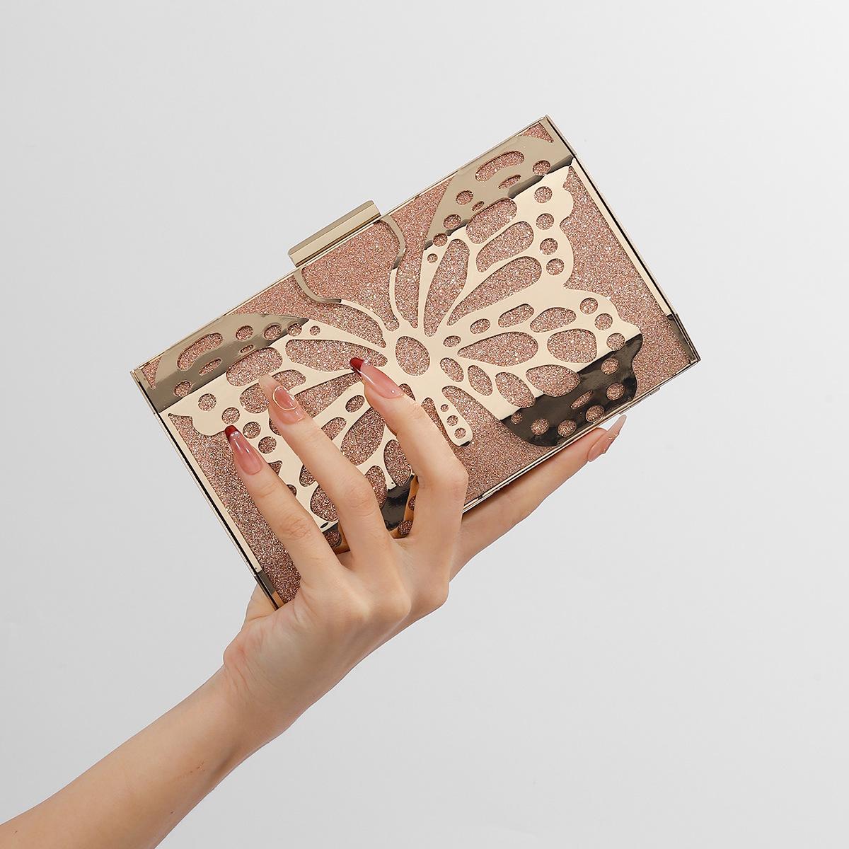 

Metal Butterfly Pattern Clutches Women s Bags for Party Banquet Glitter Evening Bag Fashion Chain Shoulder Bags Sequins Handbags