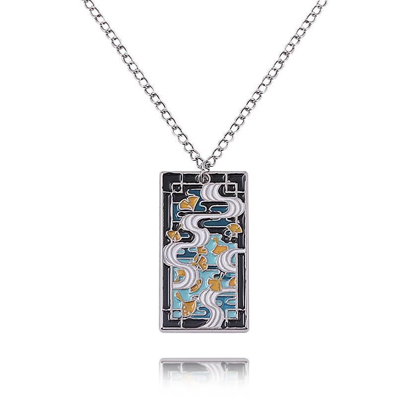 Demon Slayer Kimetsu No Yaiba Tomioka Giyuu Necklace With Pendant And Metal Chain For Cosplay Or Gift