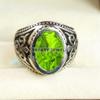 Peridot Oval Cut Gemstone With 925 Sterling Silver Ring For Men's #B461 JL375683894180