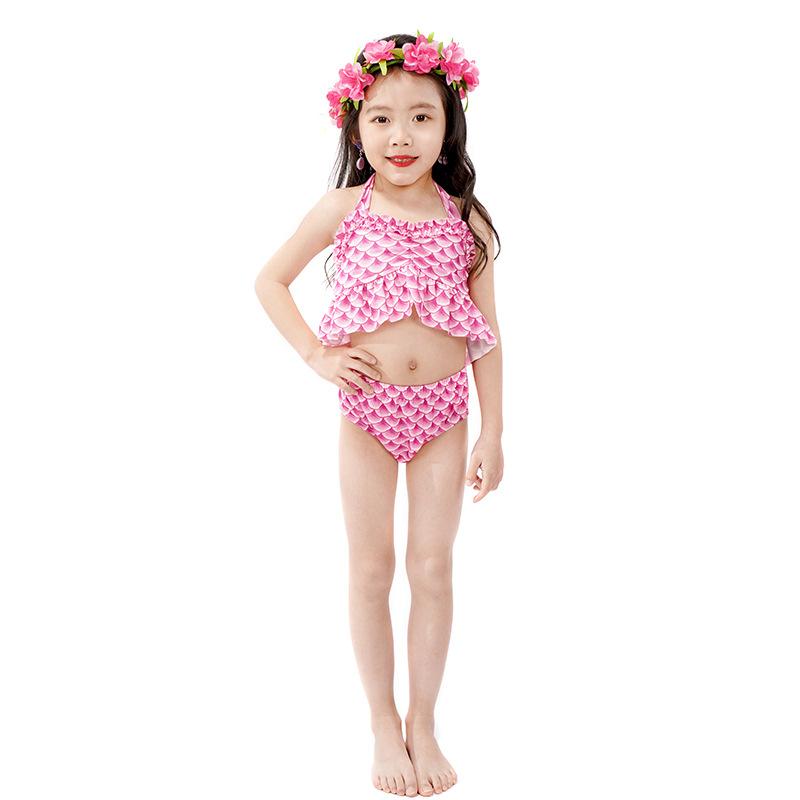 Girls Swimsuit New Bikini Swimsuit Cross-border Hot-selling Mermaid Ins Wind Children Medium and Large Children Soak In Hot Springs