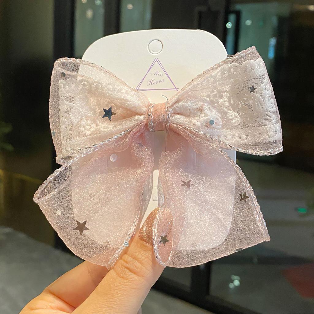 Kids' Ribbon Lace Bow Hair Clip - Cute Princess Accessories for Little Girls & Babies
