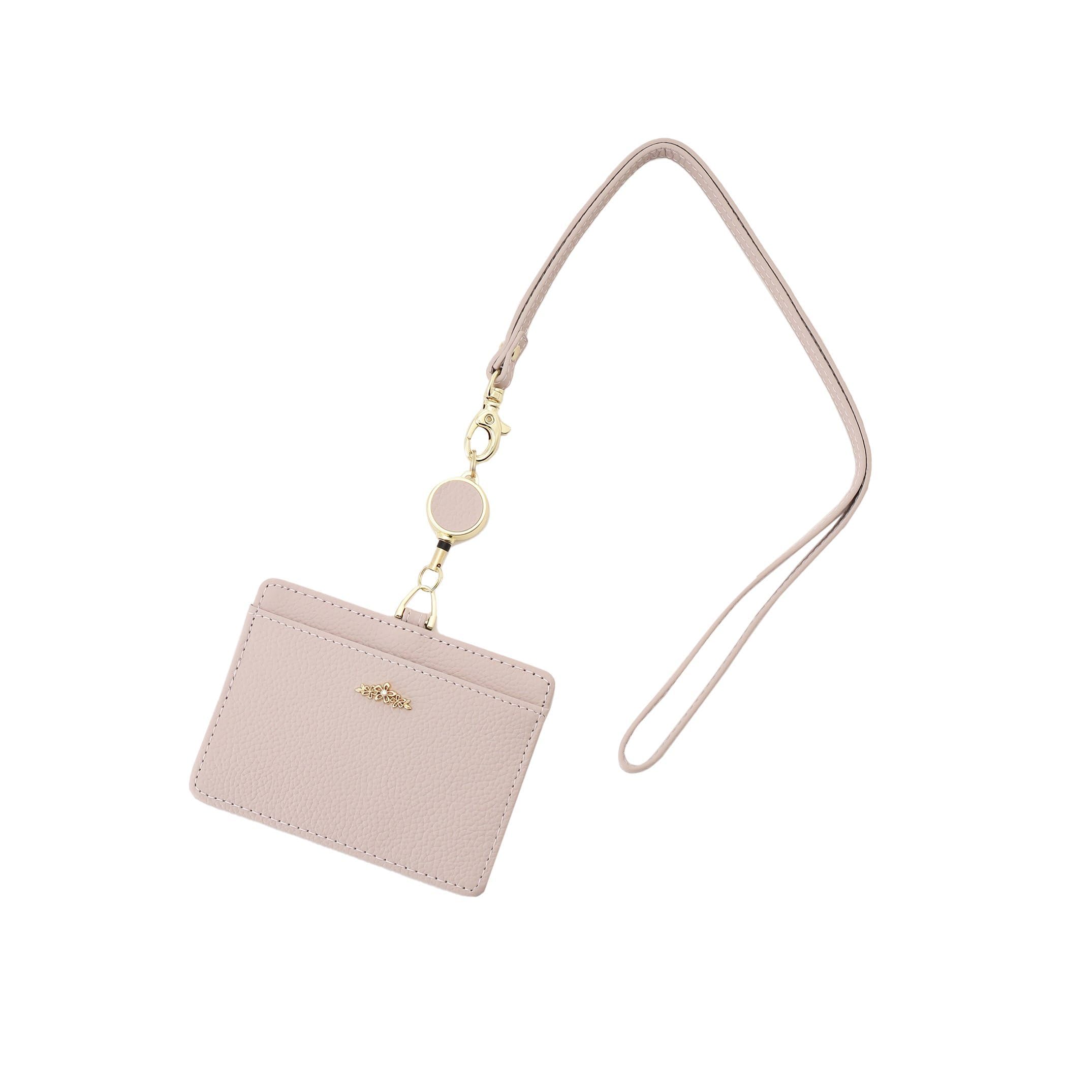 

Afternoon Tea LIVING HQ43 Genuine Leather Cord Reel ID Case with Flower Charm Afternoon Tea Light Gray / PREMIUM,