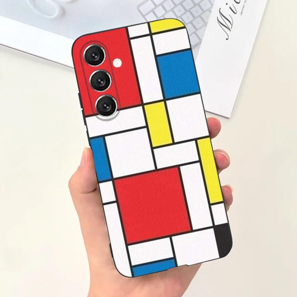 TOPLBPCS Mondrian Grid Phone Case For Samsung S21,S22 Ultra,S20,S30 plus,S22 plus,S23,S30 ultra 5G Silicone Cover