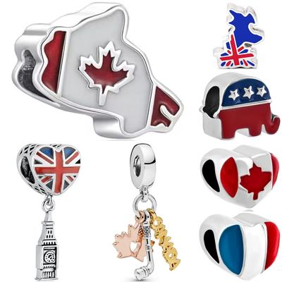 New Copper Trinkets Flag Series Charm Of Chain Bead Fit Original Bracelet Accessories Diy Ladies Jewelry
