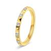 2mm Titanium Steel Pyramid Ring for Women with Diamond Halo 18K Gold Plated Jewelry