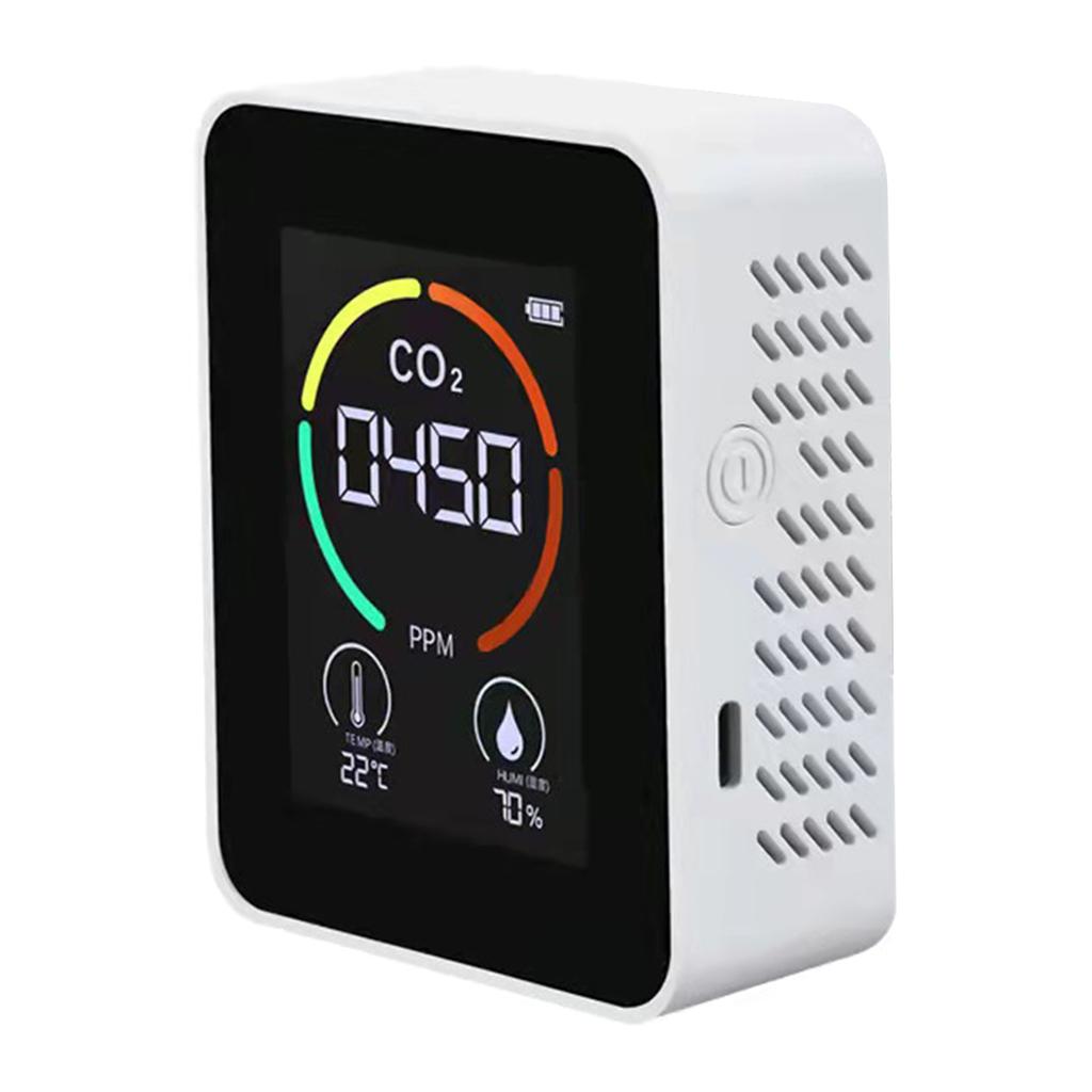Digitales CO2-Messgerät, Luftqualitätsmonitore, 1200 mAh, mit Temperatur- und Feuchtigkeitssensor für den Bürogebrauch, genaue Luftanalyse