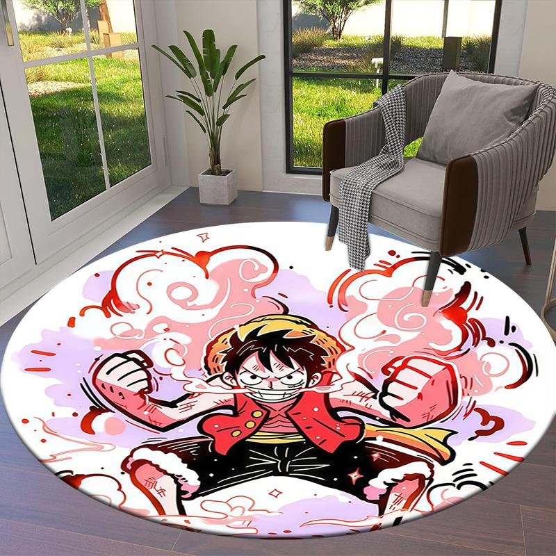 One Piece Monkey D Luffy Round Area Rug Carpet Rug For Living Room Bedroom Sofa Playroom Decor Nonslip Floor Mat