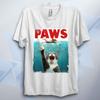 Paws TShirt Funny Shark Parody Tee Unisex Retro 70s 80s Movie Poster Film Top