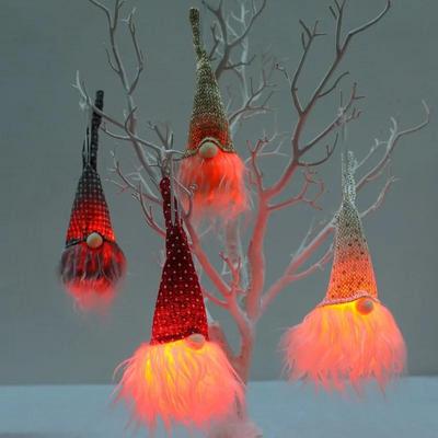 New Fashion Christmas Ornaments Forest Old Man with Lamp Pendant Faceless Doll Luminous Small Pendant Tree Ornaments