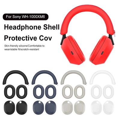 3Pcs Replacement Ear Pads Wear Resist Silicone Headset Protective Case Headbeam/Earmuff Sleeve/Shell for Sony WH-1000XM6 Headset