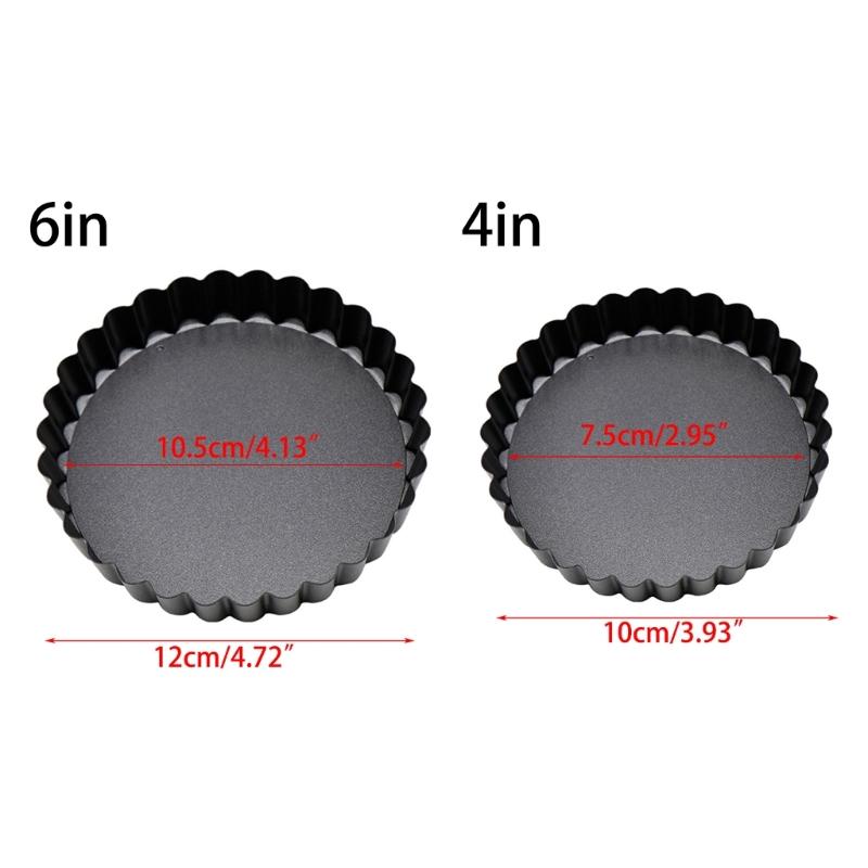 6 Pieces Mini Baking Pans Fluted Molds with Removeable Bottoms Small Baking Molds Carbon Steel Material for Kitchen Use