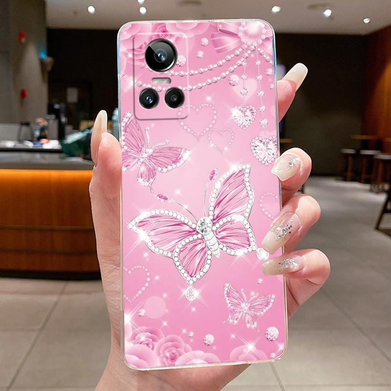 For Realme GT Neo 3 Case RMX3561 RMX3560 Cover Fashion Butterfly Flowers Soft Silicone Phone Case For Realme GT Neo 3 150W Funda