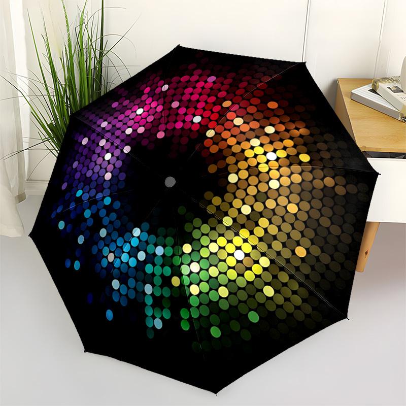 

1pc Colorful Discs Automatic Folding Umbrella - Portable Collapsible Design, 8-Rib Iron Frame, Durable Fabric yy251125032