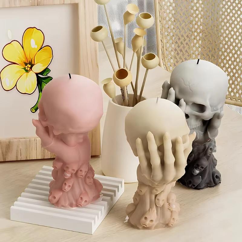 Halloween Tree Hand Skull Aromatherapy Candle Silicone Mold Diy Three-dimensional Hand-held Skull Plaster Drip Glue Mold