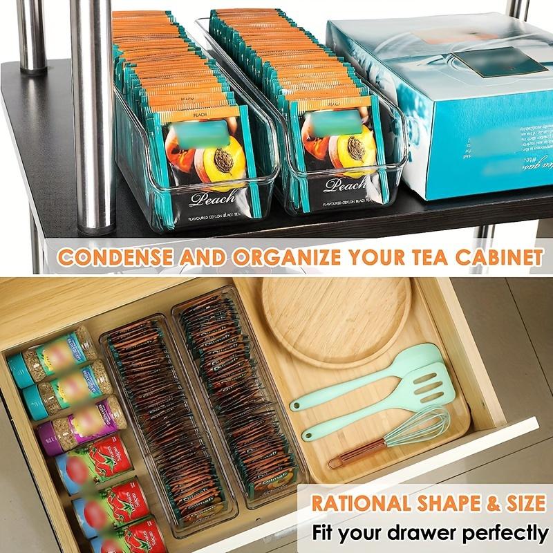 Tea Bag Organizer Box, Clear Storage Holder, Storage Bins for Coffee Bag, Storage Box for Cabinet, Countertop,Pantry Living Room