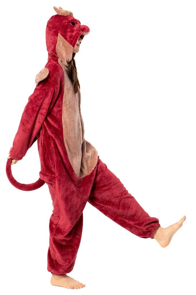 OLAOLA Dragon Kigurumi Pajamas for Halloween Animal Fluffy Dragon Warm and Flannel Unisex Adults, Red, Costume, Costume, Pajamas, Cold-Proof