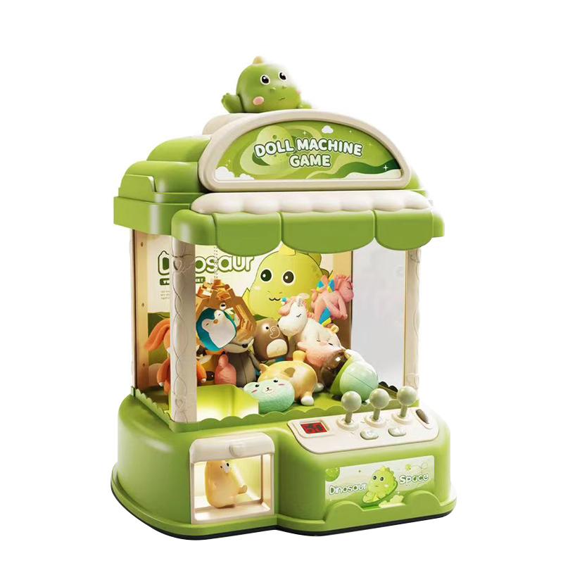 Kids Mini Claw Machine Toy - Manual Arcade Prize Dispenser with 10 Plush Dolls, Ideal Birthday Party Gift