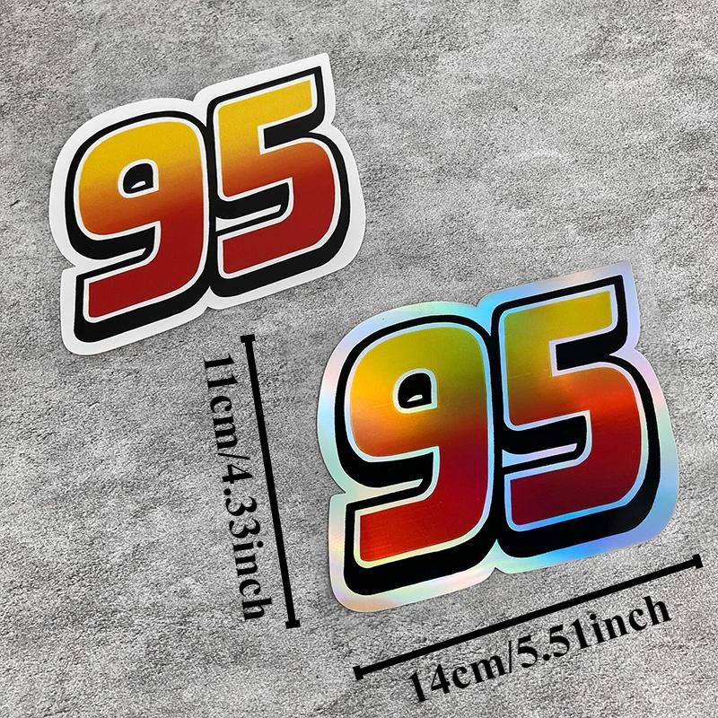 1 Pezzo Giallo E Numero Laser 95 Decalcomanie per Auto Idrorepellenti per Parabrezza Posteriore Finestrino Sportello Carrozzeria Bagagliaio Decalcomanie in Vinile Ornamento