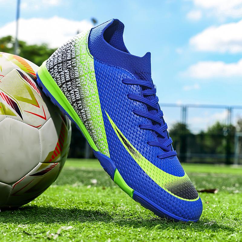 Youth Football Shoes  New Anti Slip Lace Up Grass Wear Resistant Training Ankle Boots Man Comfort Professional Soccer Shoes