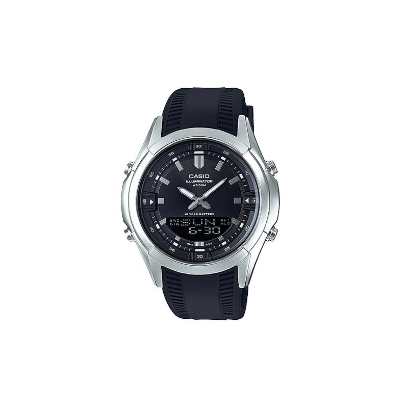 Casio Waterproof Chronograph Automatic Calendar Quartz Movement Resin Strap Japanese and Korean Watch Men s Watch Black Dial AMW-840-1AVDF чёрный