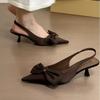 Women Shoes Spring New Butterfly Knot Women Slingbacks Heels Shoes Sexy Dress Thin Heel Pointed Toe Ladies High Heels Women