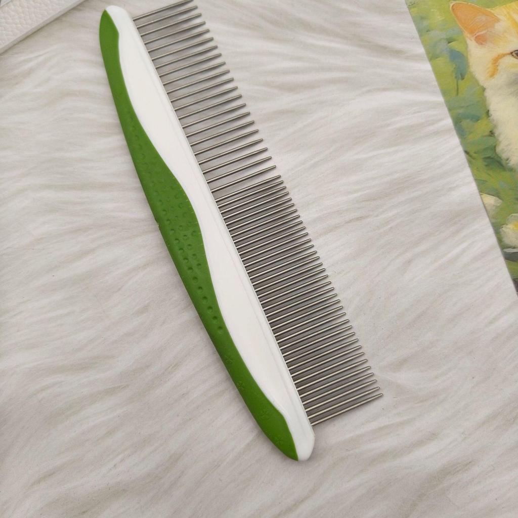 Pet Hair Removal Comb for Cats & Dogs - Comfortable Knot Detangler for Grooming Kittens & Puppies